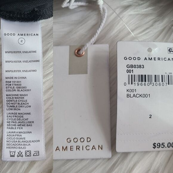 NWT|Good American Asymmetrical Black Mesh Bodysuit, 2 - Picture 9 of 9
